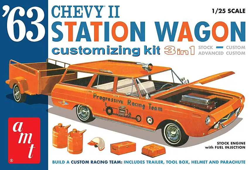 1963 Chevy II Station Wagon w/Trailer 1/25 AMT Models