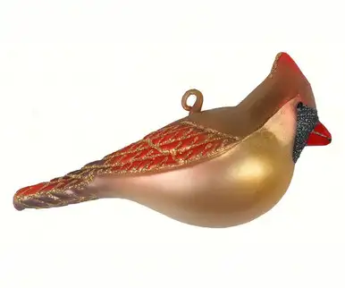 COBANE STUDIO - Female Cardinal Glass Ornament (COBANEC413)