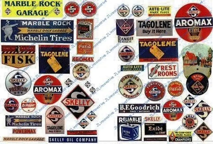 1930-50's Vintage Gas Station Signs Skelly (50) JL Innovative HO