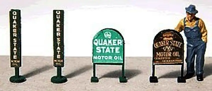 Vintage Quaker State Gas Station Curb Signs (4) JL Innovative HO