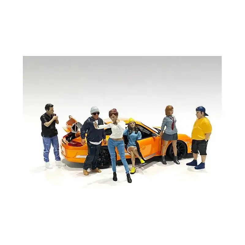 "Car Meet 1" 6 piece Figurine Set for 1/24 Scale Models by American Diorama