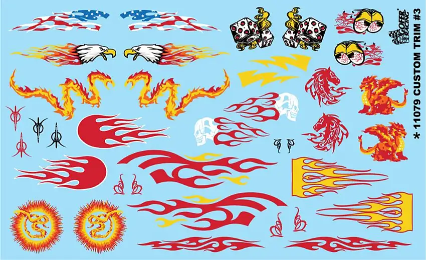 Custom Trim #3 (Various Flames) 1/24-1/25 Gofer Racing Decals