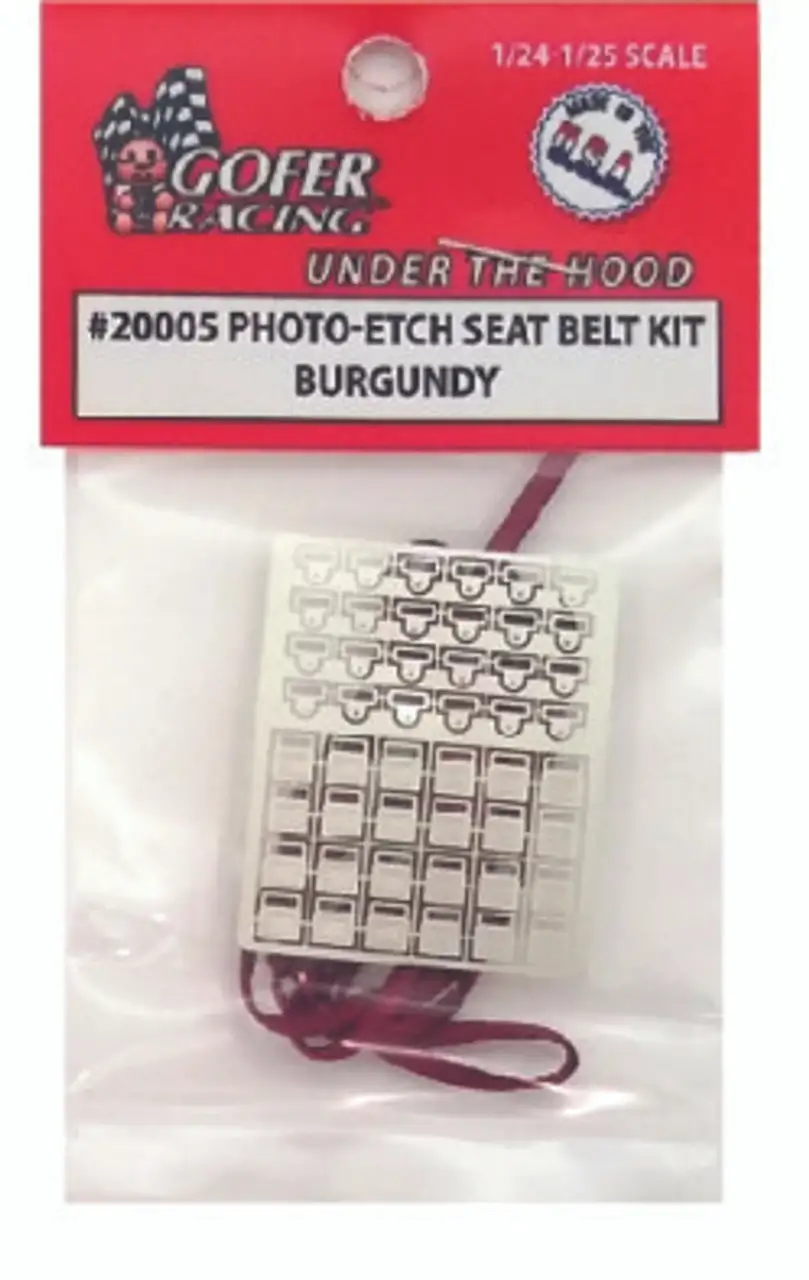Photo-Etch Burgundy Seatbelt 1/24-1/25 Gofer Racing