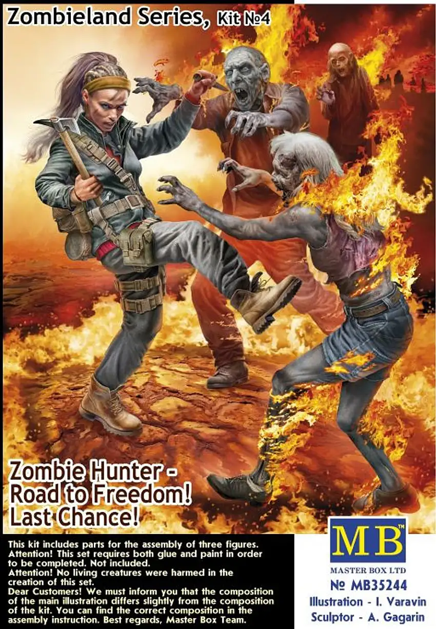 Zombieland: Zombie Hunter Road to Freedom (Girl Fighting & 2 Zombies) 1/35 Masterbox