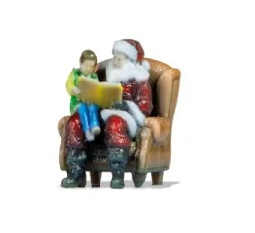 3D Color Printed: Father Christmas Santa & Boy in Chair HO Scale Noch