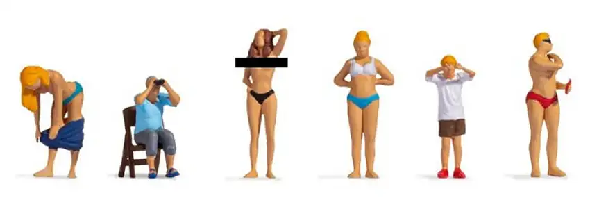 Sexy Scenes: Voyeurs (4 Topless Women & 2 Males) HO Scale Noch