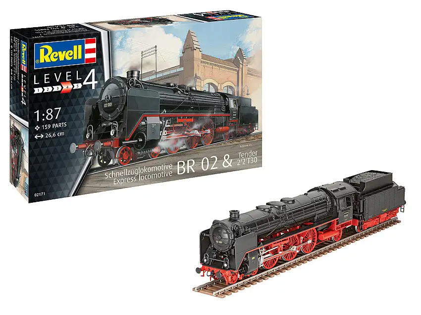 BR 02 German Express Steam Locomotive w/T30 Tender 1/87 Revell Germany