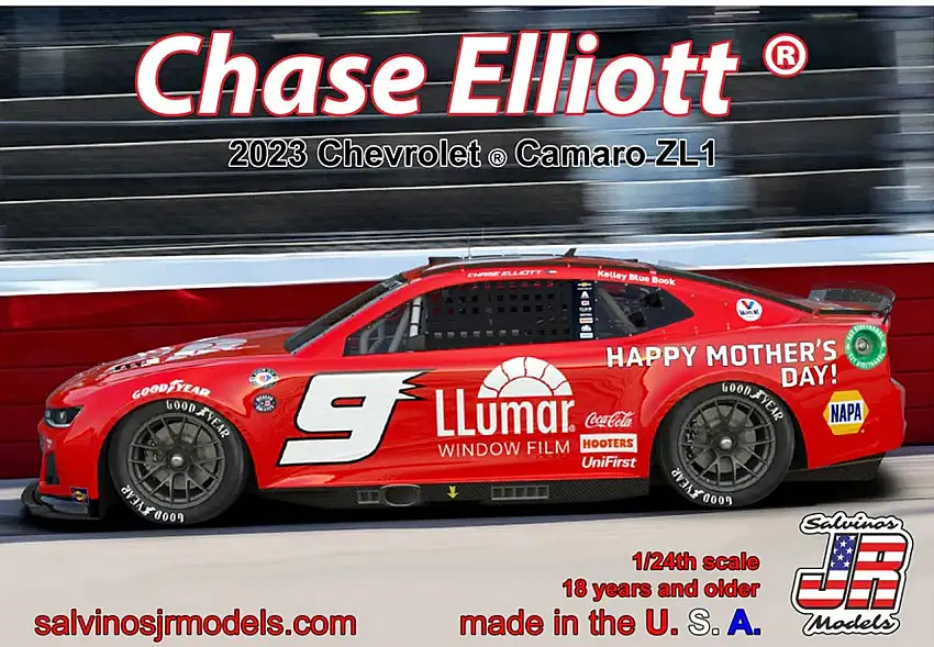 Chase Elliott 2023 NASCAR Chevrolet Camaro ZL1 Race Car (Darlington Throwback) 1/24 Salvinos JR