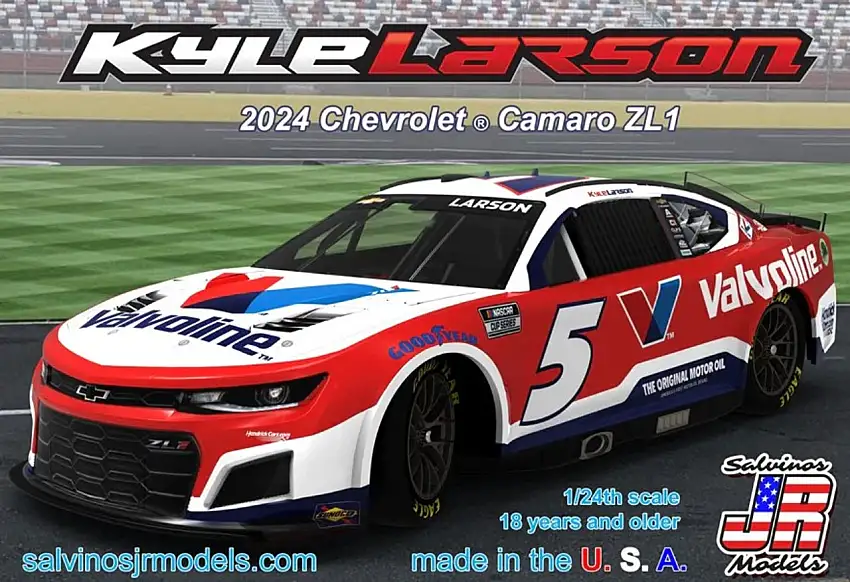 Kyle Larson 2024 NASCAR Chevrolet Camaro ZL1 Race Car (Valvoline) (Ltd Prod) 1/24 Salvinos Jr