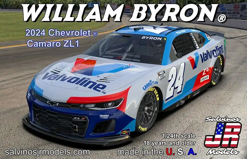 William Byron 2024 NASCAR Chevrolet Camaro ZL1 Race Car (Valvoline) 1/24 Salvinos JR