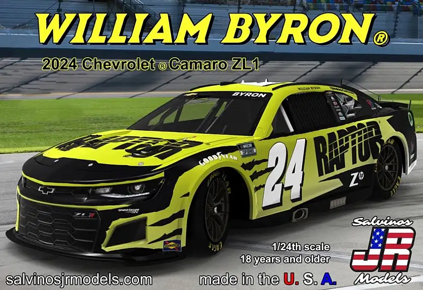 Willam Byron 2024 NASCAR Chevrolet Camaro ZL1 Race Car (Primary Livery) (Ltd Prod) 1/24 Salvinos JR